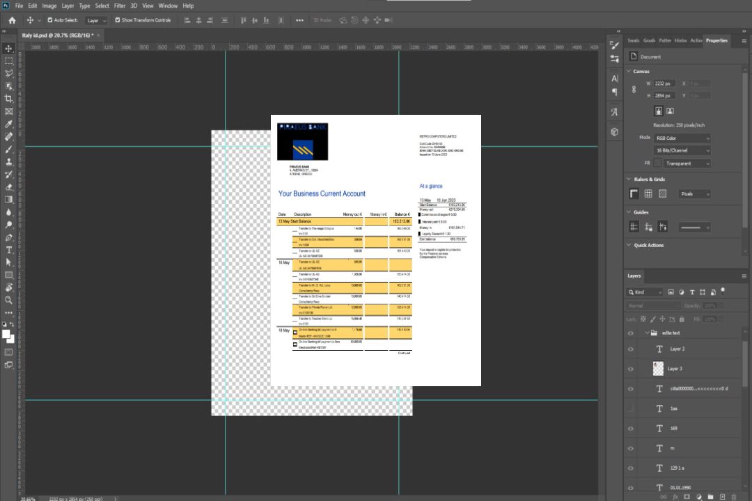 Modèle Word et PDF de déclaration commerciale de la Banque du Pirée template